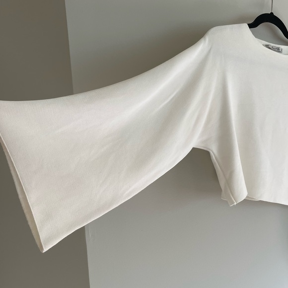 Zara Knit Ivory Cropped Sweater with flare sleeves - Picture 10 of 12